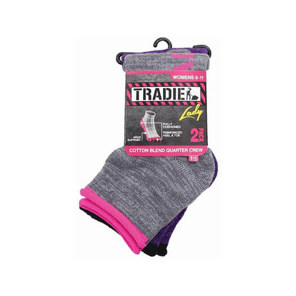 Tradie Lady Cotton Quarter Crew 2 Pack