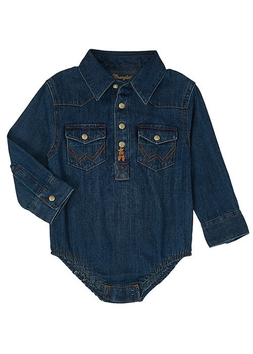 WRANGLER BABY WESTERN LS BODYSUIT DENIM