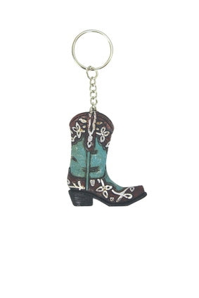 Pure Western Boot Turquoise Keychain