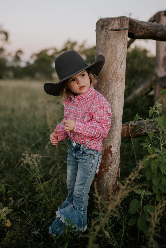 Little Windmill Clothing Co. "Lorelai" Purple Piped Yoke Western Long Sleeve Shirt