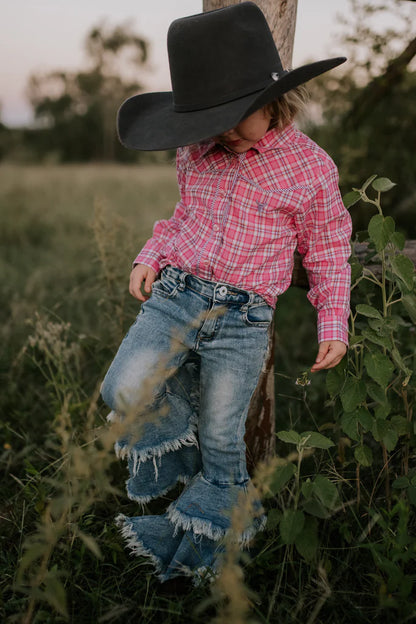 Little Windmill Clothing Co. "Lorelai" Purple Piped Yoke Western Long Sleeve Shirt