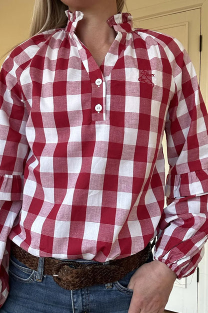 Black Colt Clothing Nikki Shirt - Red Wine Gingham