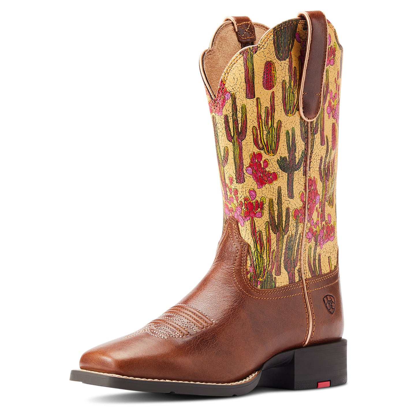 ARIAT WMNS ROUND UP WIDE SQUARE TOE LIONESS/WASHED CACTI