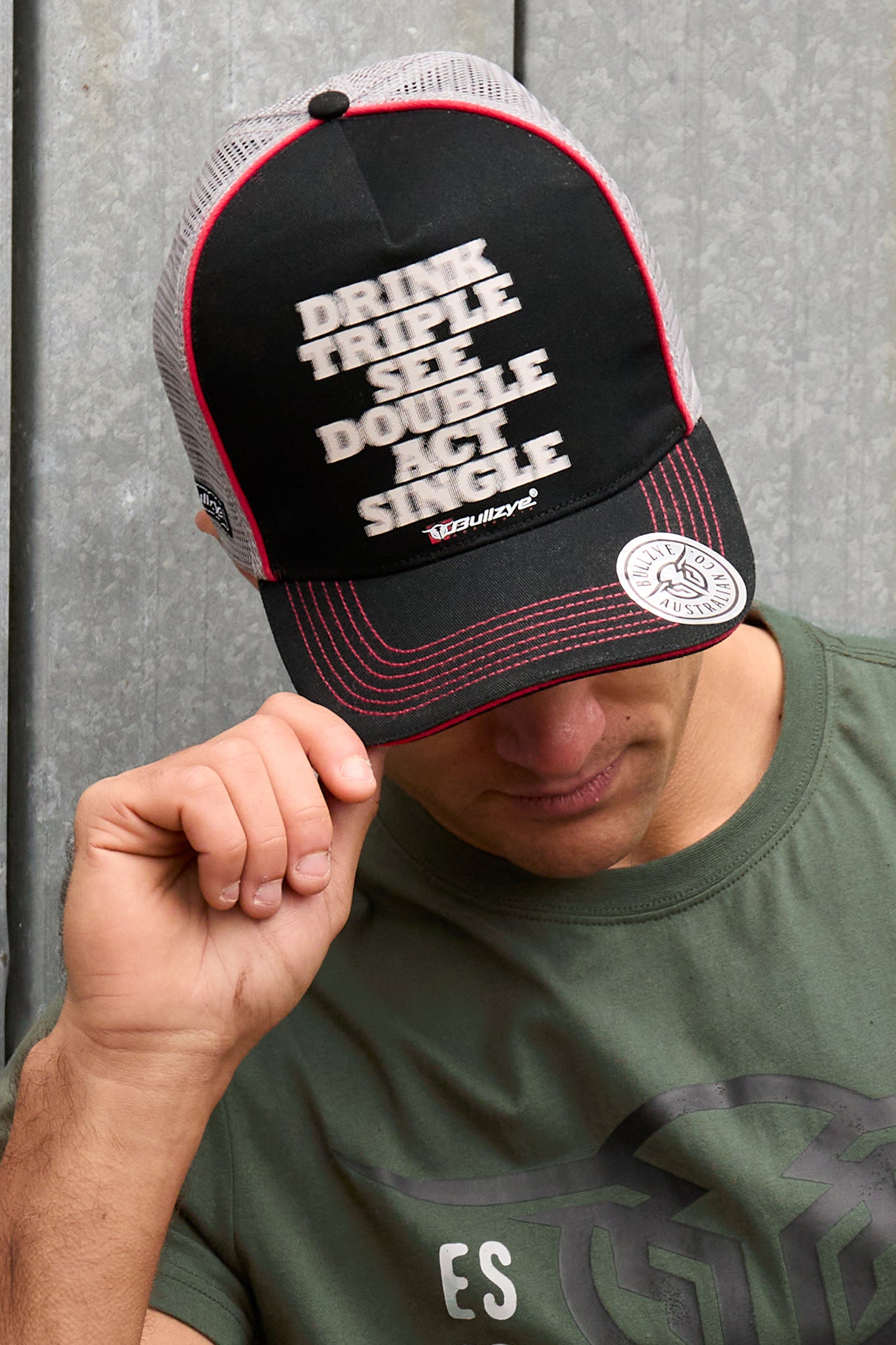 Bullzye Mens Act Single High Profile Trucker Cap