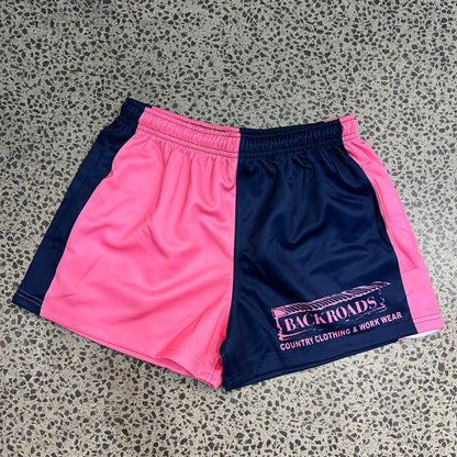 Backroads Footy Shorts - Pink & Navy