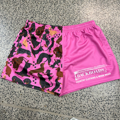 Backroads Footy Shorts Pink Dachshund