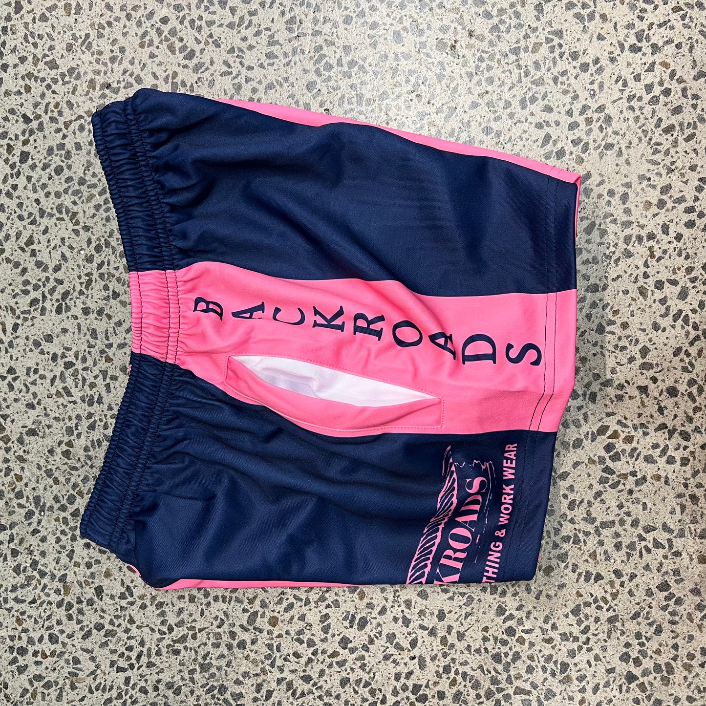 Backroads Footy Shorts - Pink & Navy