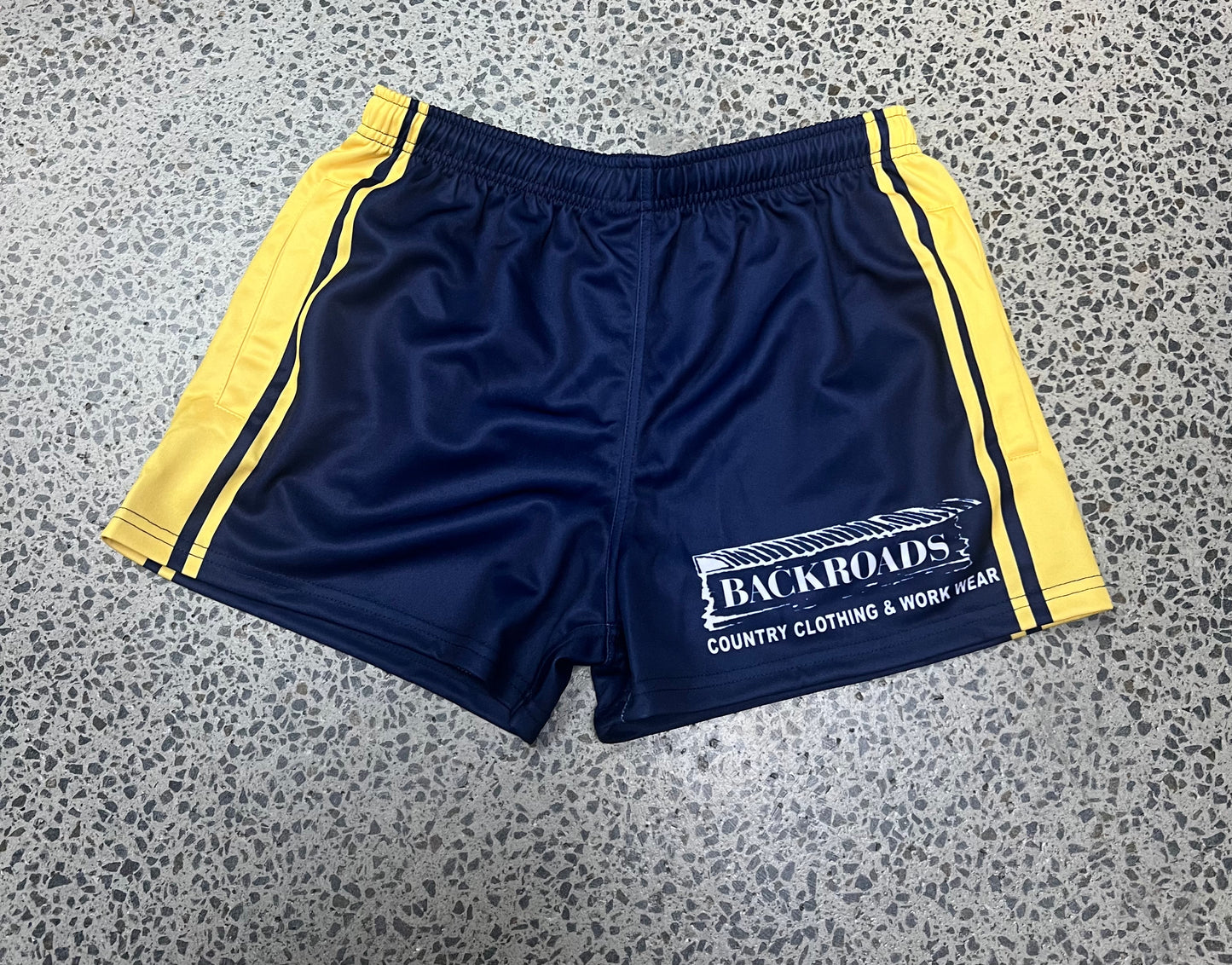 Backroads Footy Shorts Navy/Yellow