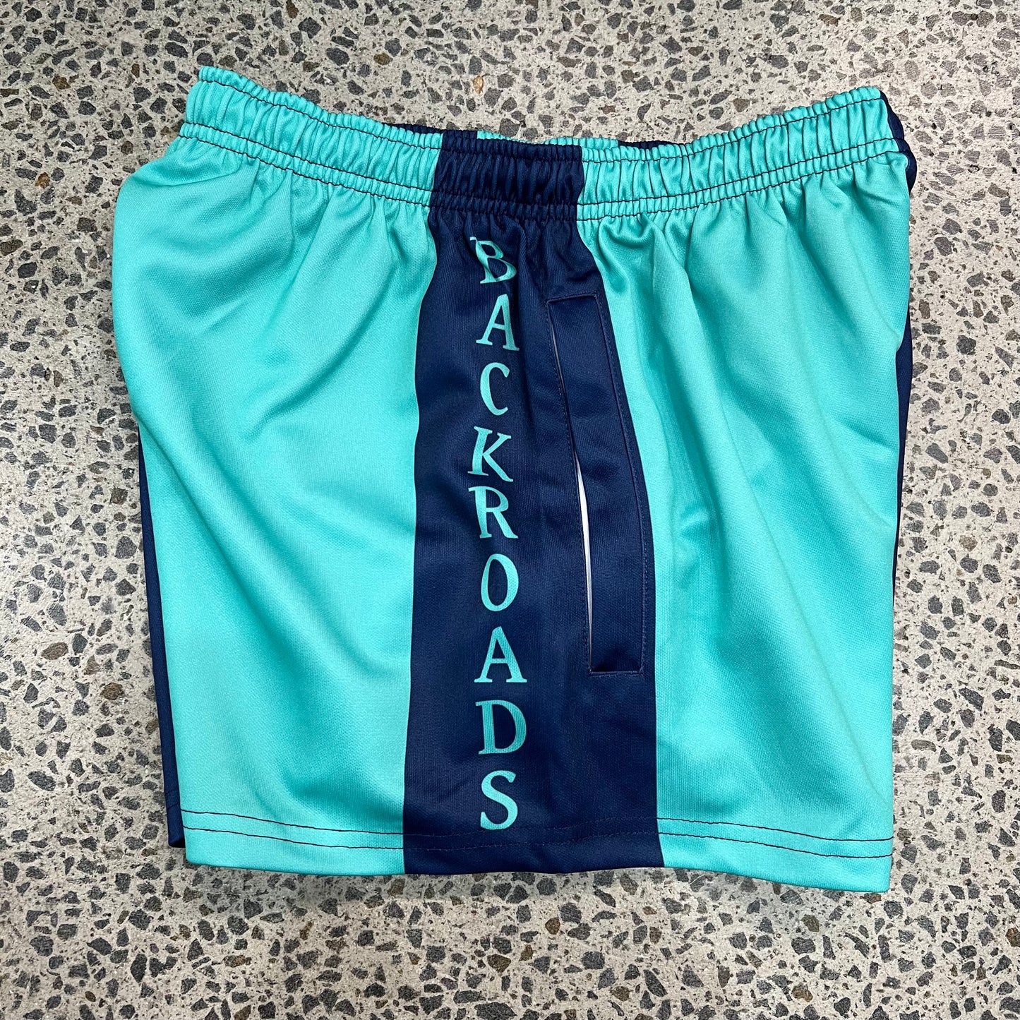 Backroads Footy Shorts - Navy Aqua