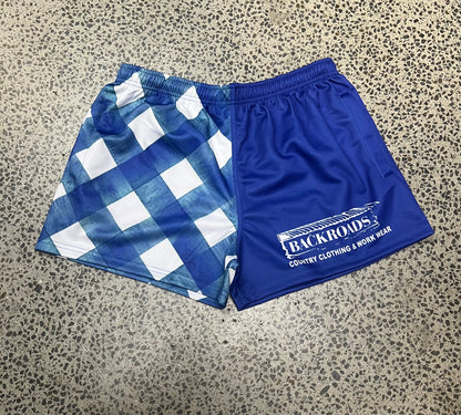 Backroads Footy Shorts- Blue/Gingham