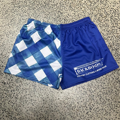 Backroads Footy Shorts- Blue/Gingham