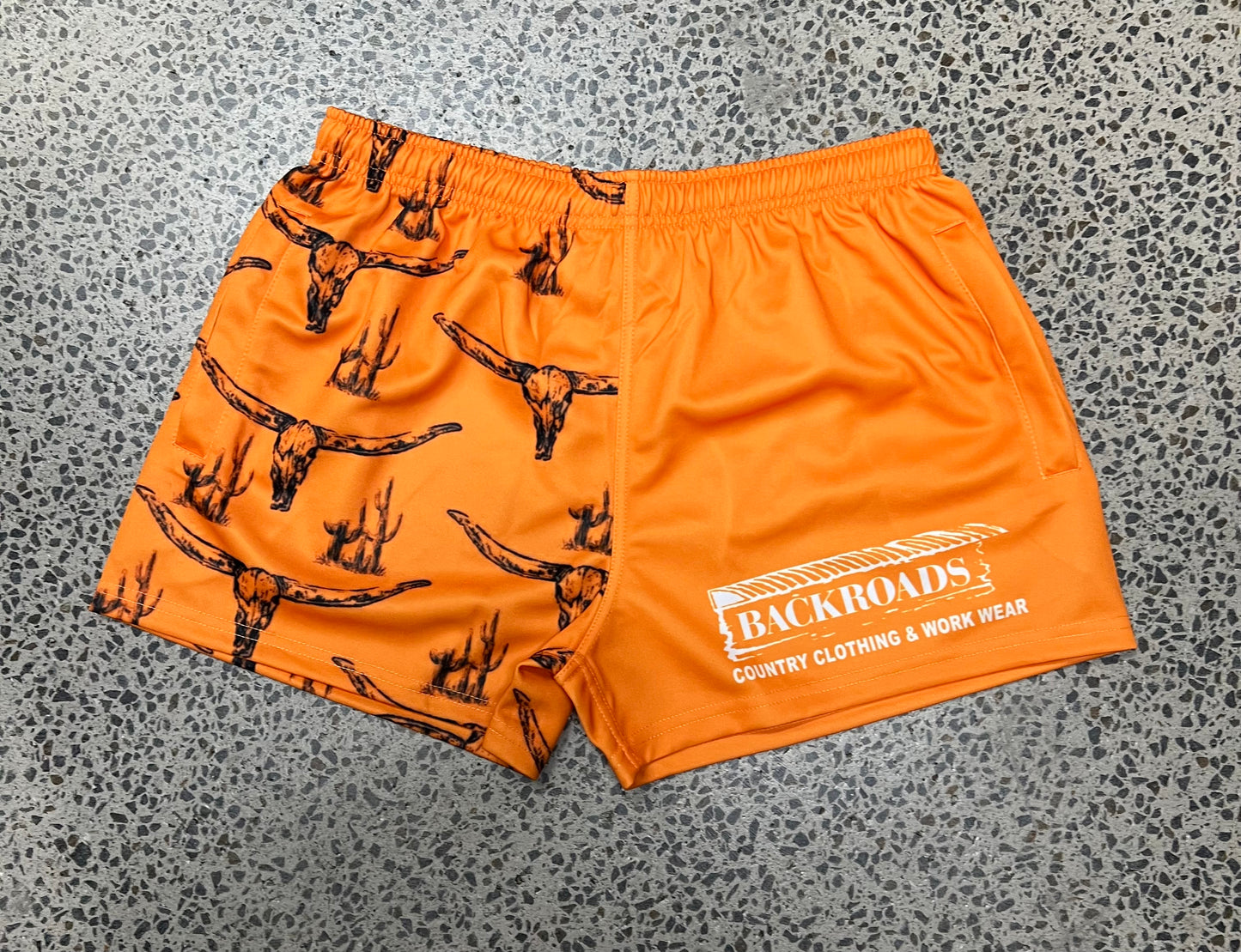 Backroads Footy Shorts Orange/Bullhorns