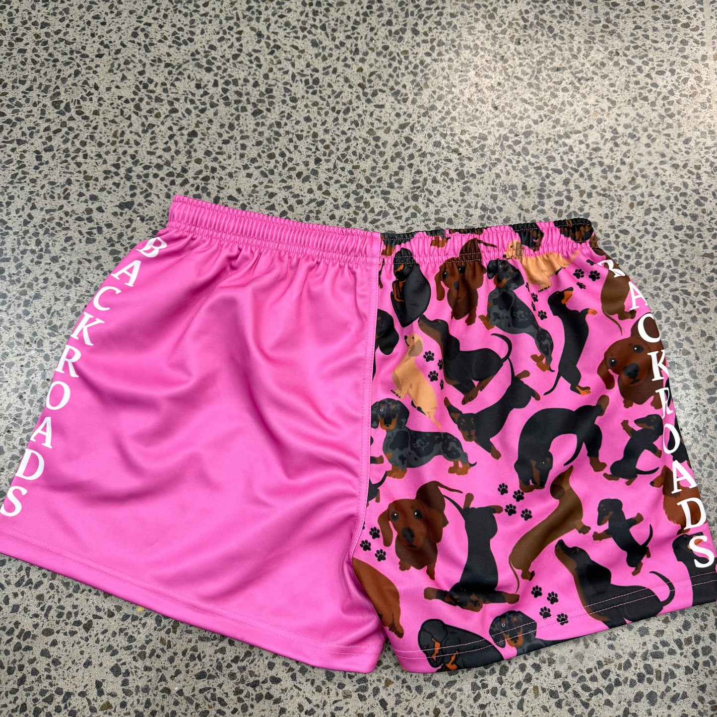 Backroads Footy Shorts Pink Dachshund