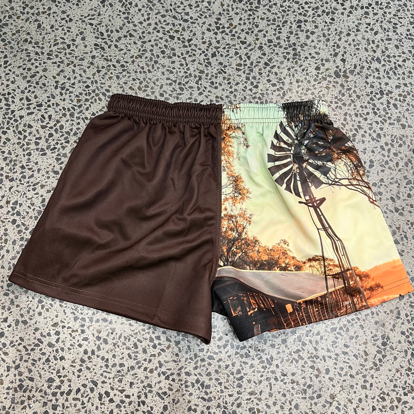 Backroads Footy Shorts - Brown Iconic