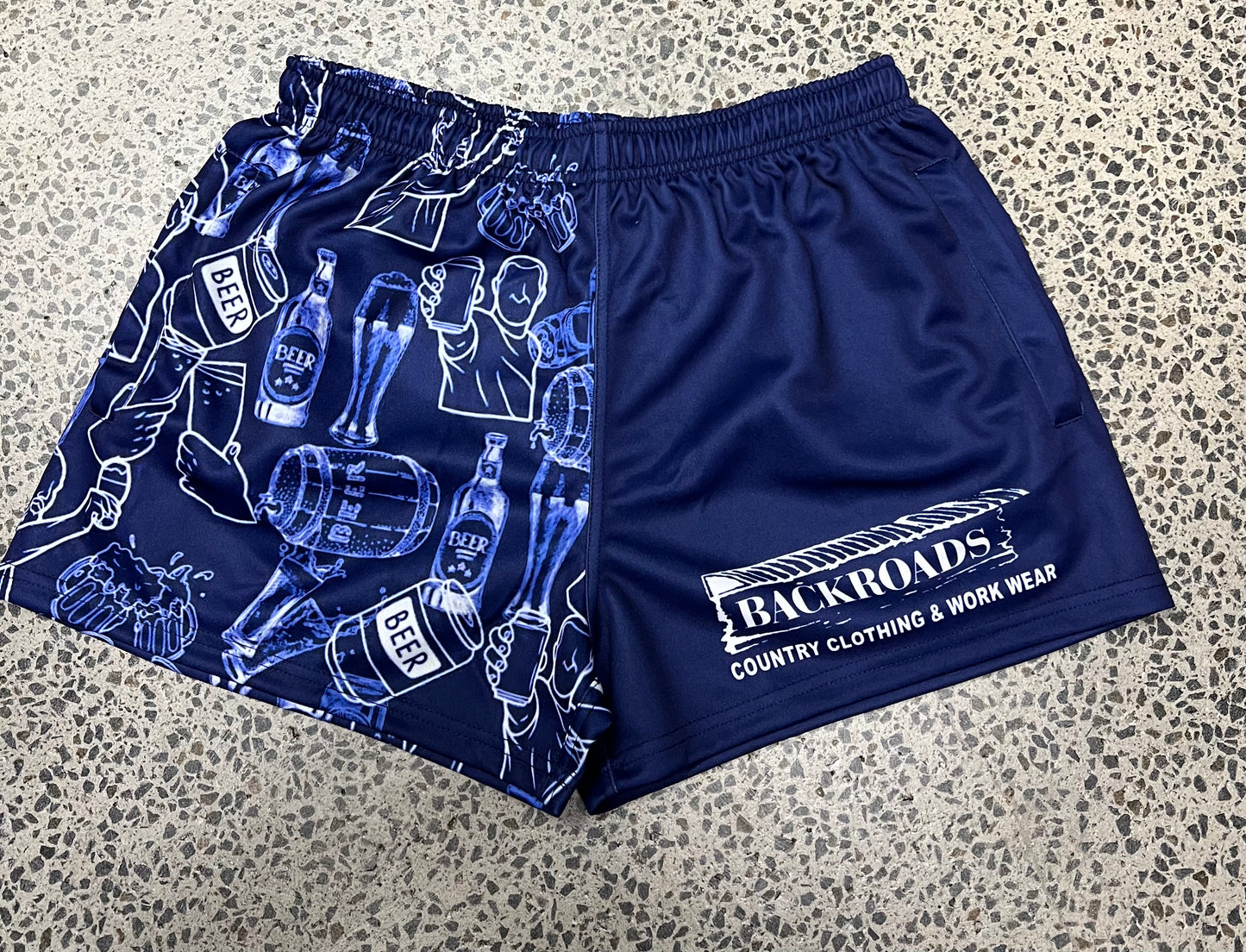 Backroads Footy Shorts Blue/Beer