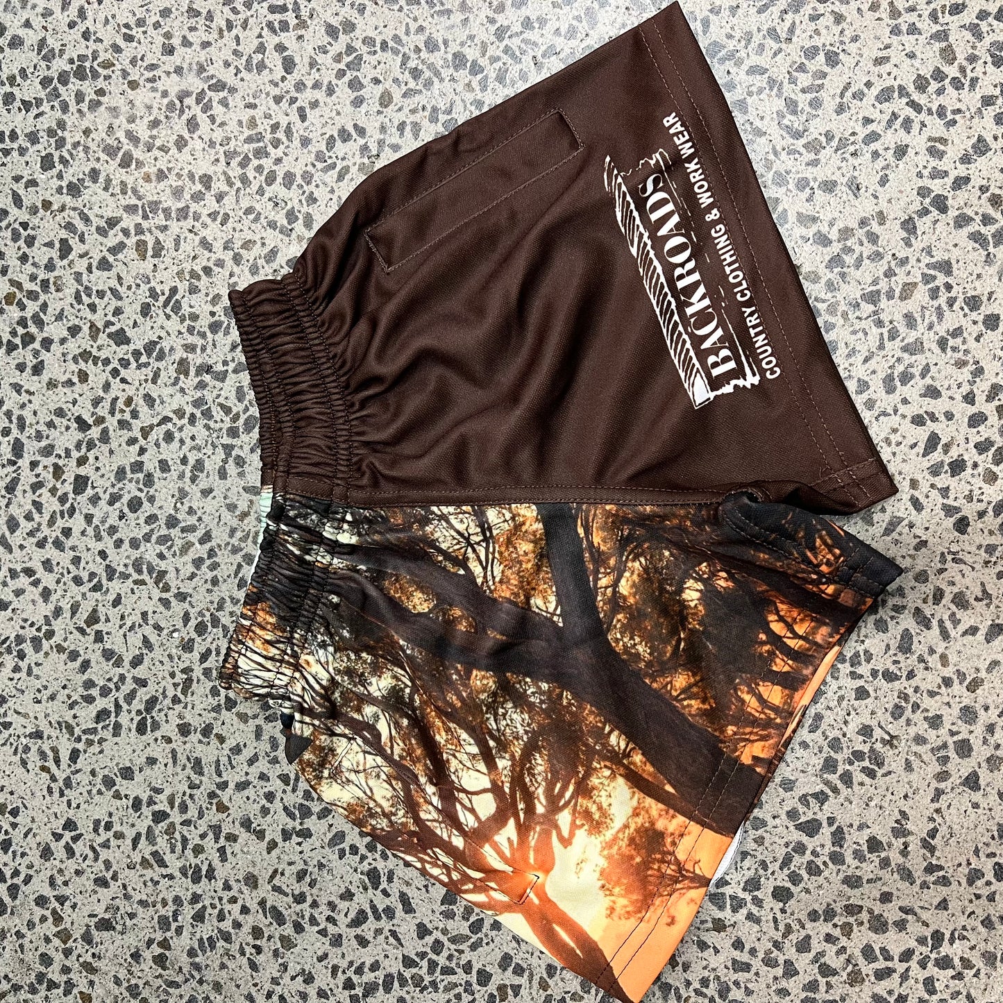 Backroads Kids Footy Shorts - Brown Iconic