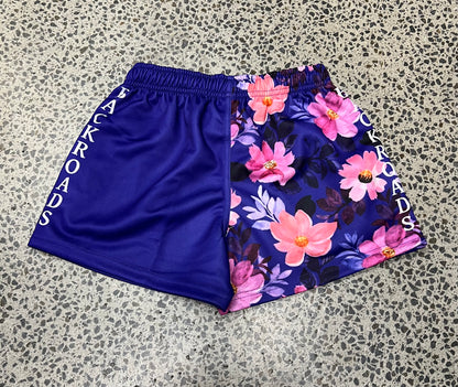 Backroads Kids Footy Shorts Purple/Flowers