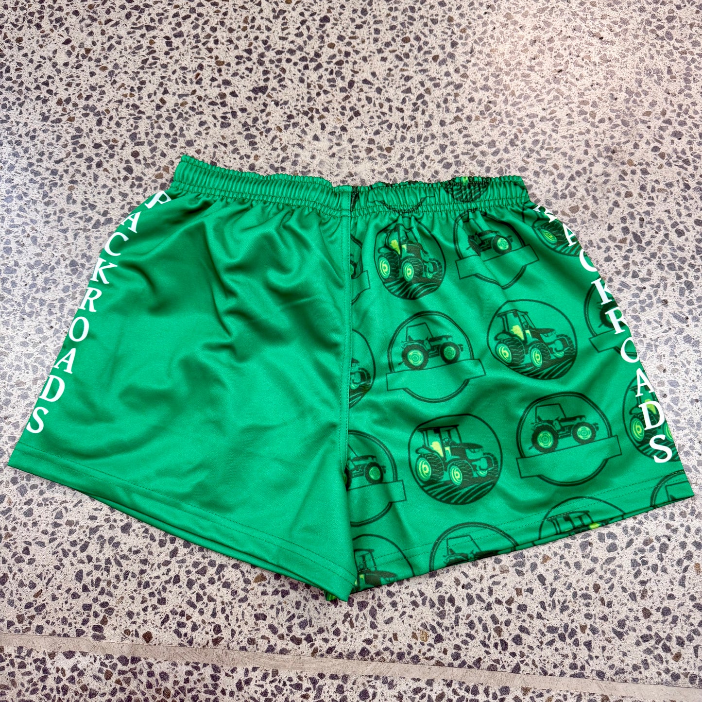 Backroads Footy Shorts Green Tractor