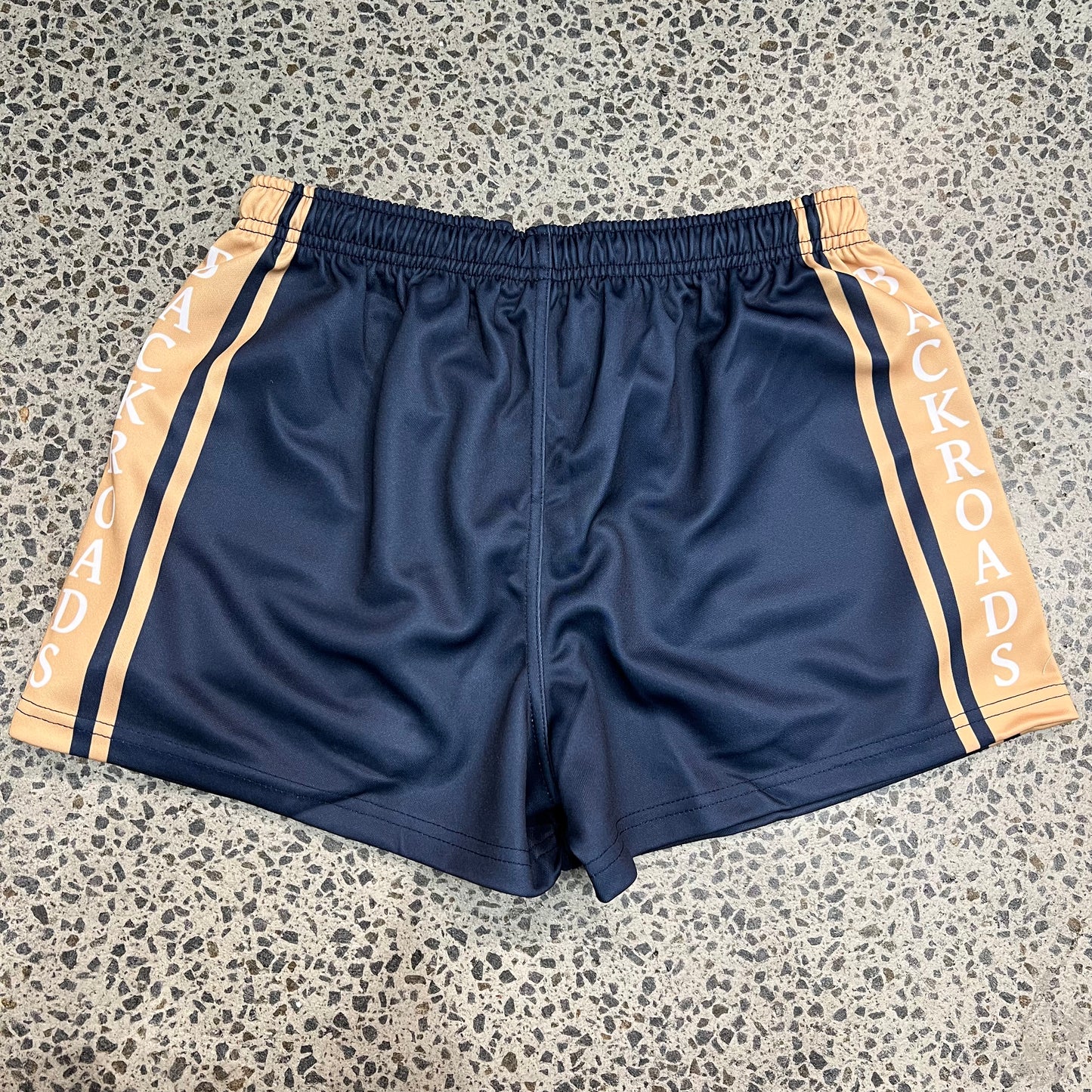 Backroads Footy Shorts - Navy & Tan