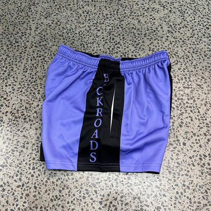 Backroads Footy Shorts- Purple Black