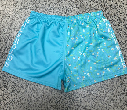 Backroads Footy Shorts Aqua/Daisy