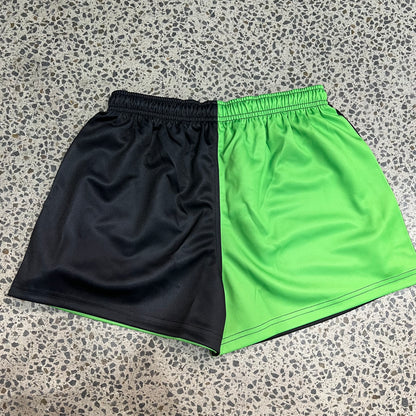 Backroads Footy Shorts - Black and Lime Green