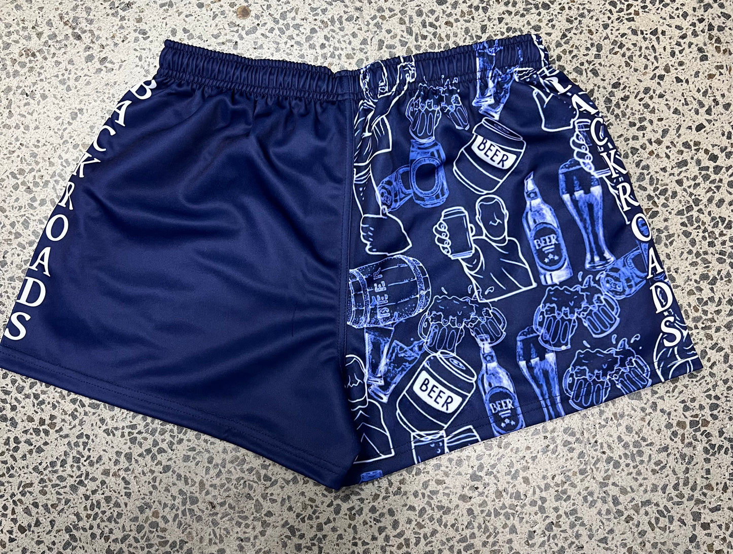 Backroads Footy Shorts Blue/Beer