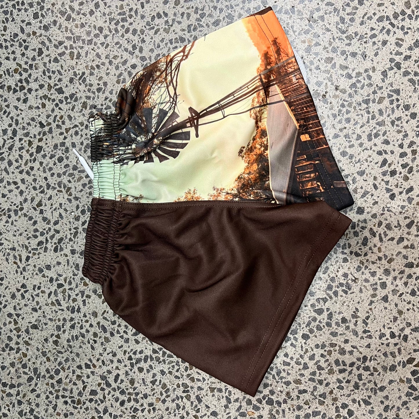 Backroads Kids Footy Shorts - Brown Iconic