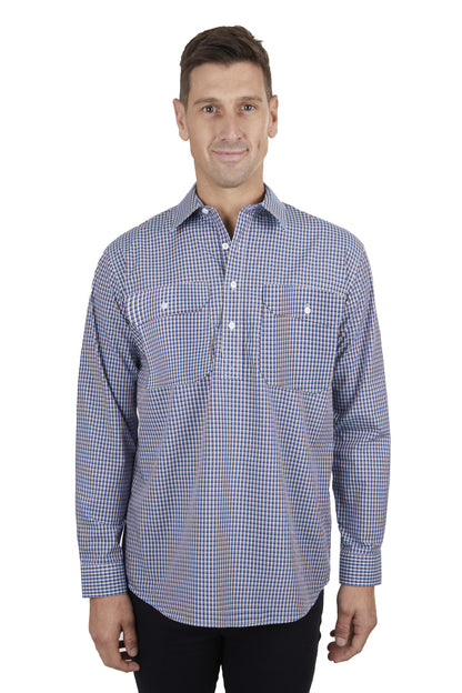 Hard Slog Mens Bobbie 1/2 Button Long Sleeve Shirt