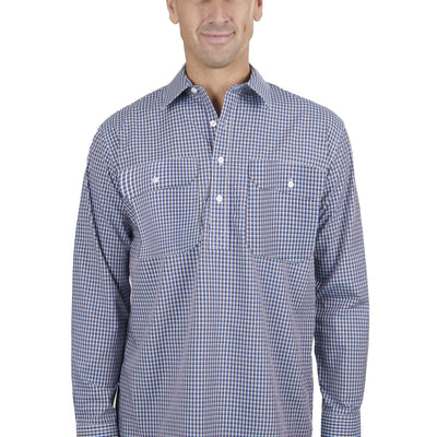 Hard Slog Mens Bobbie 1/2 Button Long Sleeve Shirt