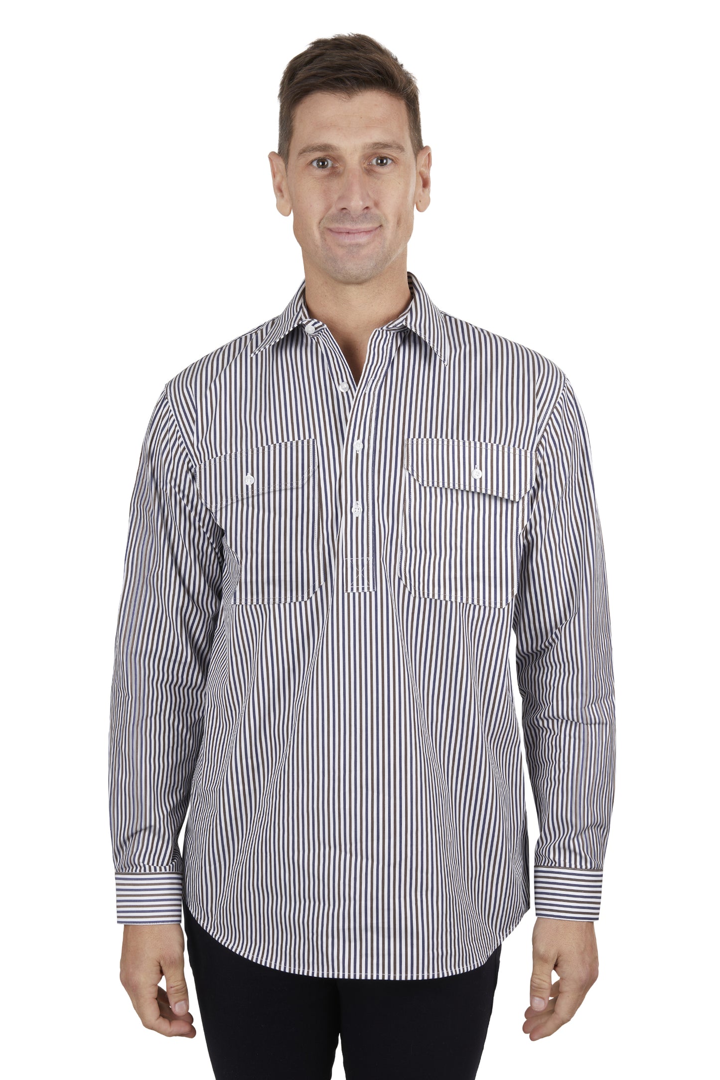 Hard Slog Mens Cane 1/2 Button Long Sleeve Shirt