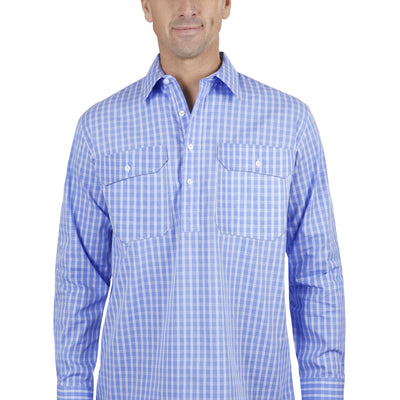 Hard Slog Mens Ron 1/2 Button Long Sleeve Shirt