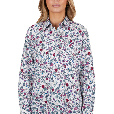 Hard Slog Womens Clara 1/2 Button Long Sleeve Shirt