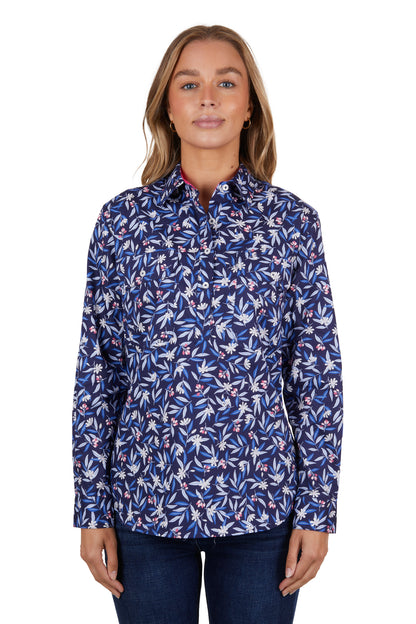 Hard Slog Womens Mindy 1/2 Button Long Sleeve Shirt