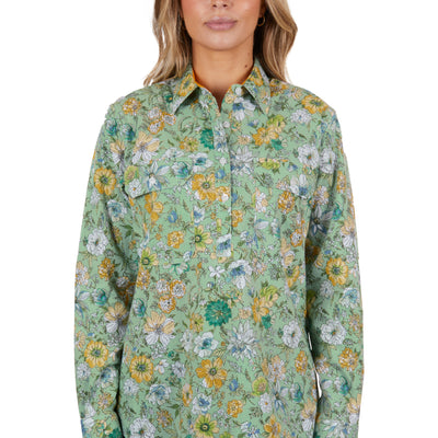 Hard Slog Womens Tui 1/2 Button Long Sleeve Shirt