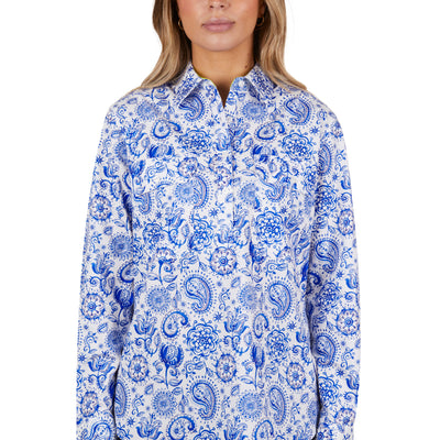 Hard Slog Womens Natalie 1/2 Button Long Sleeve Shirt