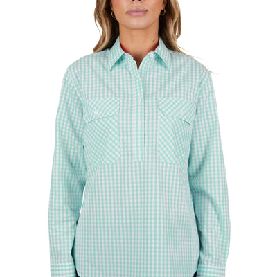 Hard Slog Womens Lize 1/2 Button Long Sleeve Shirt