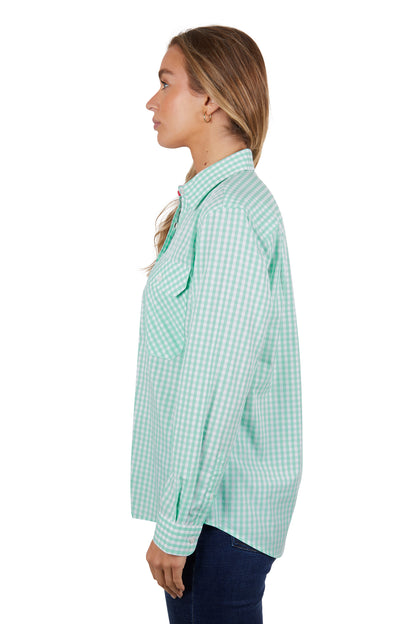 Hard Slog Womens Lize 1/2 Button Long Sleeve Shirt