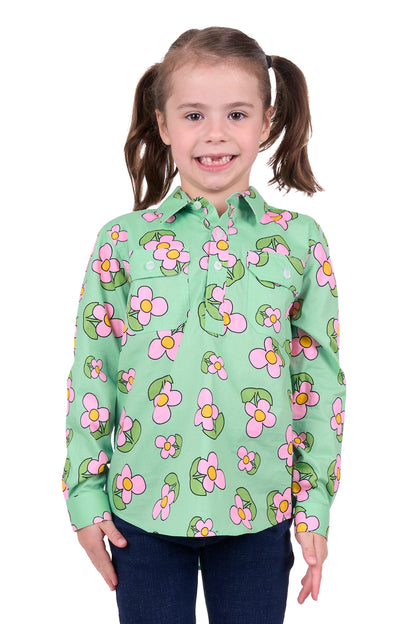 Hard Slog Girls Candy 1/2 Button Long Sleeve Shirt