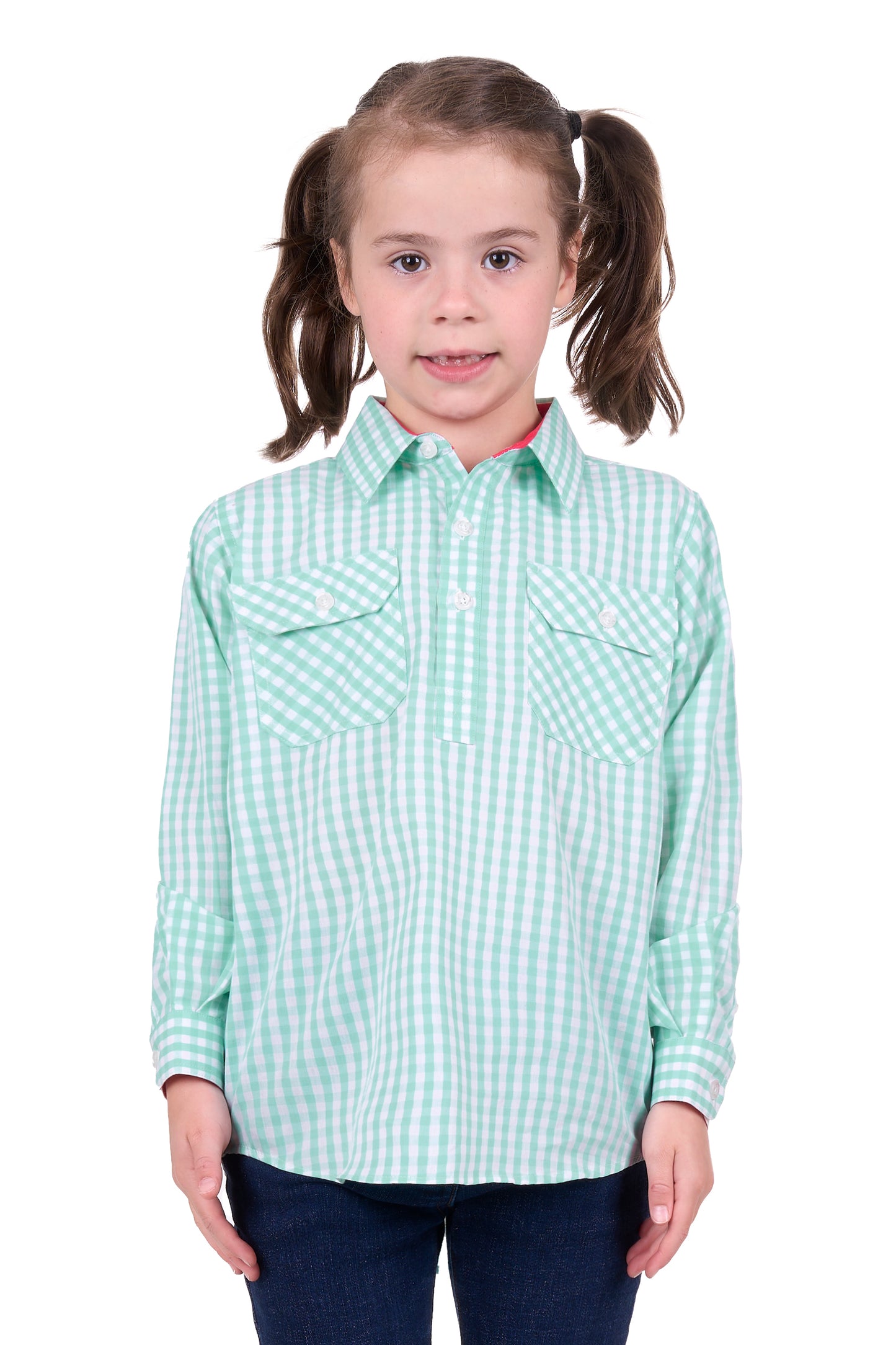 Hard Slog Girls Lize 1/2 Button Long Sleeve Shirt