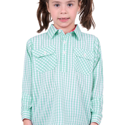 Hard Slog Girls Lize 1/2 Button Long Sleeve Shirt