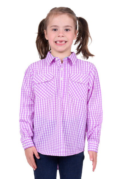 Hard Slog Girls Ayla 1/2 Button Long Sleeve Shirt