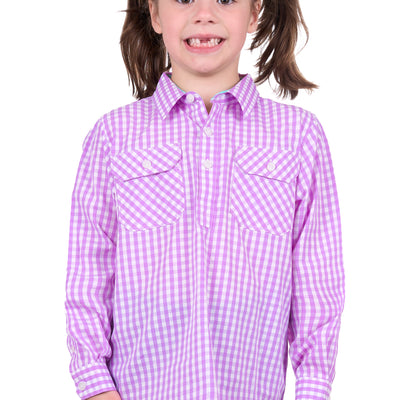 Hard Slog Girls Ayla 1/2 Button Long Sleeve Shirt