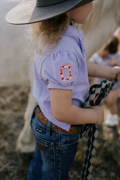 Little Windmill Clothing co. Girls "Lizzy " Violet Ruffle Polo