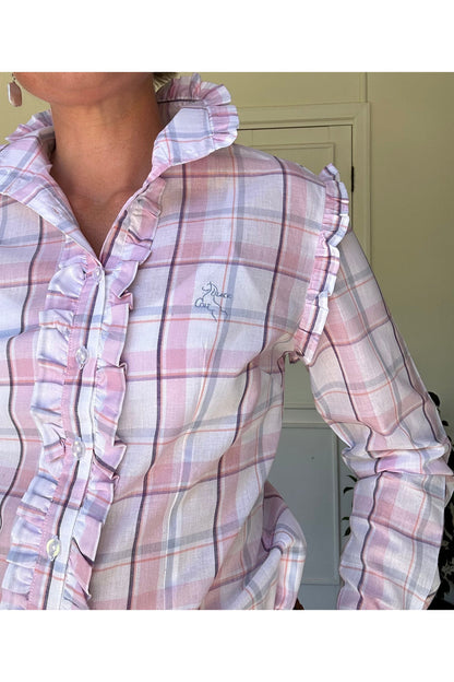 Black Colt Clothing Sara Long Sleeve Shirt - Pink & Blue Check