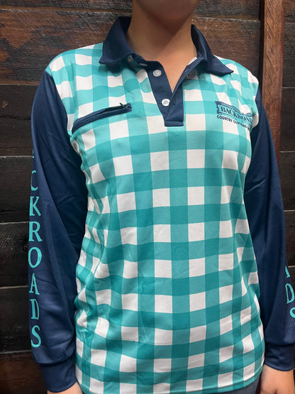 Backroads Fishing Shirts Ladies - Blue Gingham/Navy