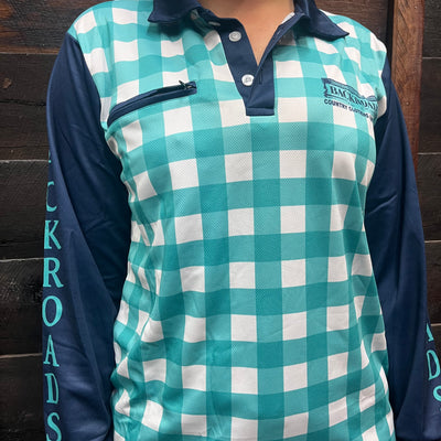 Backroads Fishing Shirts Ladies - Blue Gingham/Navy