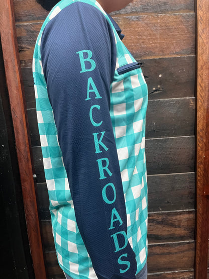 Backroads Fishing Shirts Ladies - Blue Gingham/Navy