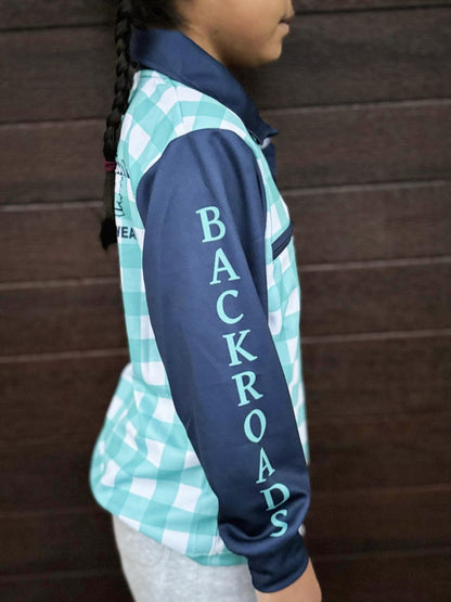 Backroads Fishing Shirt - Kids Blue Gingham/Navy