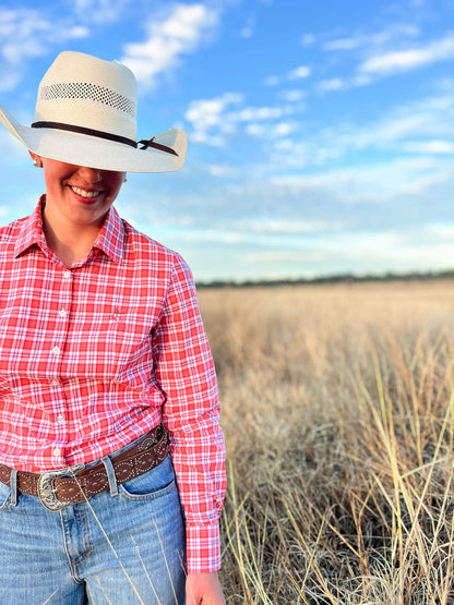 Black Colt Clothing - Jane Shirt Peach Plaid